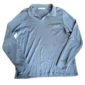 CRIQUET Polo Shirt Men’s XXL Long Sleeve Blue Grey Preppy Golf Performance
